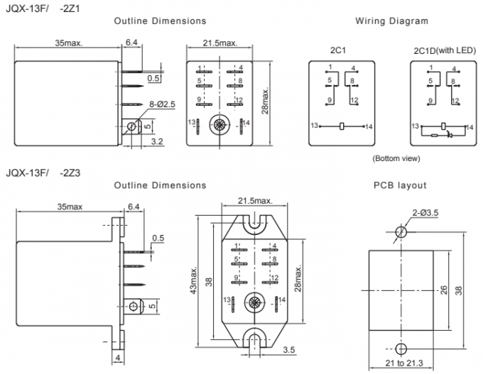 JQX-13F Electromagnetic Intermediate Relay Miniature High Power 0