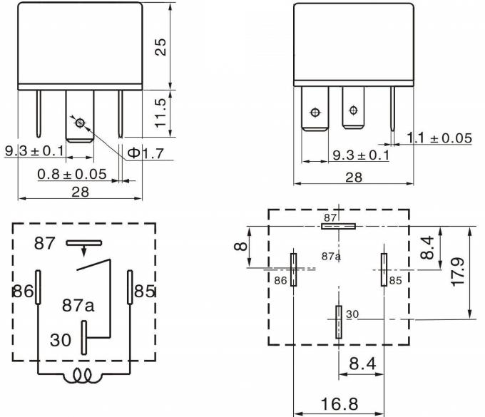 Transparent 30A 40A Peugeot Horn Automotive Power Relay 7