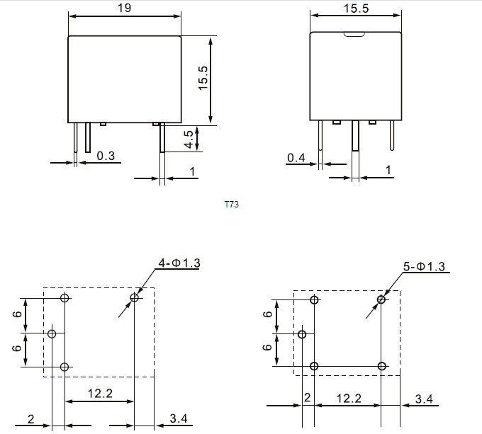 T73 Automotive Miniature Relay 12V Coil Voltage SPDT PCB Power Relay 0